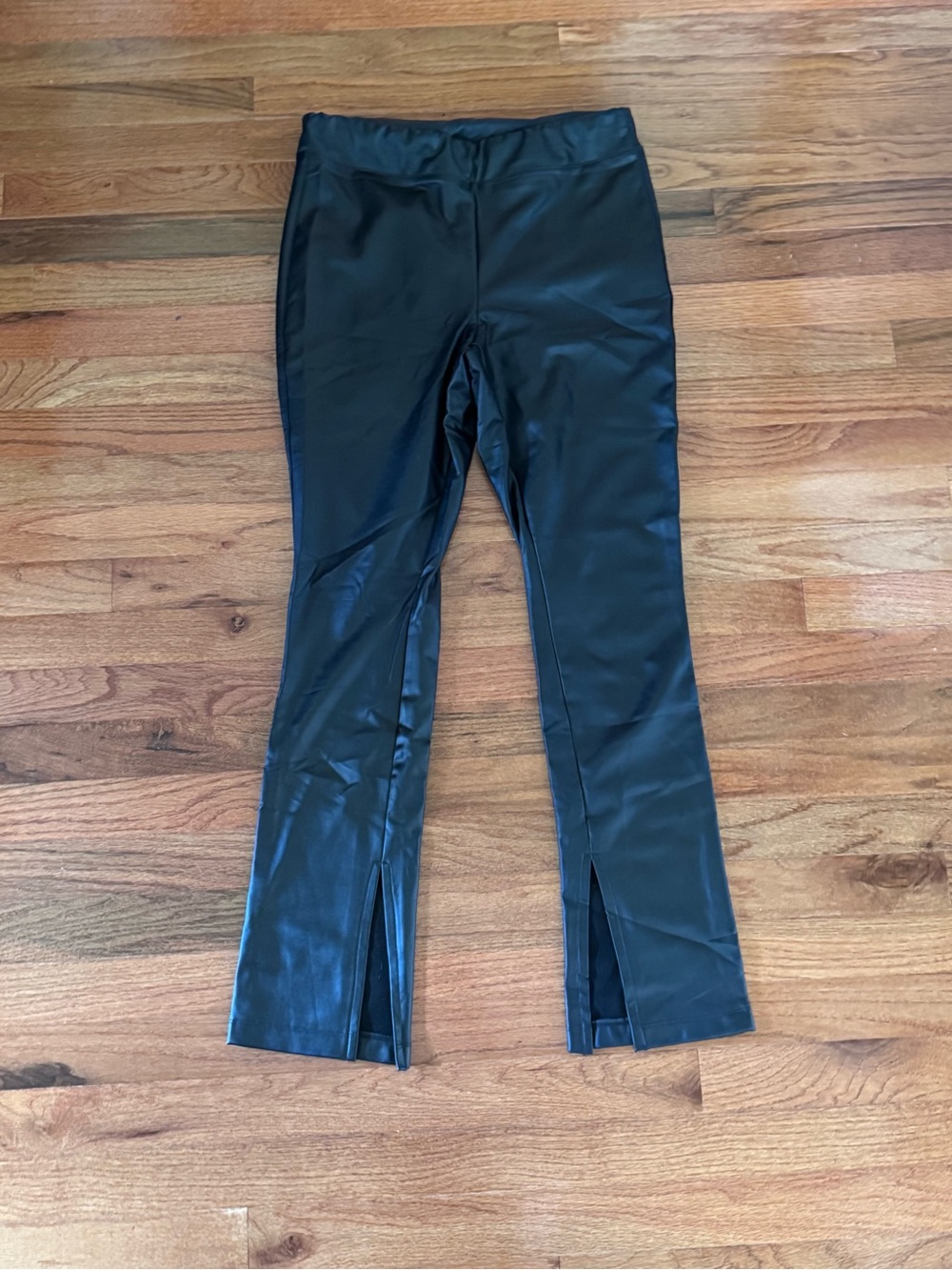 A New Day Black Faux Leather Split-Hem Pants